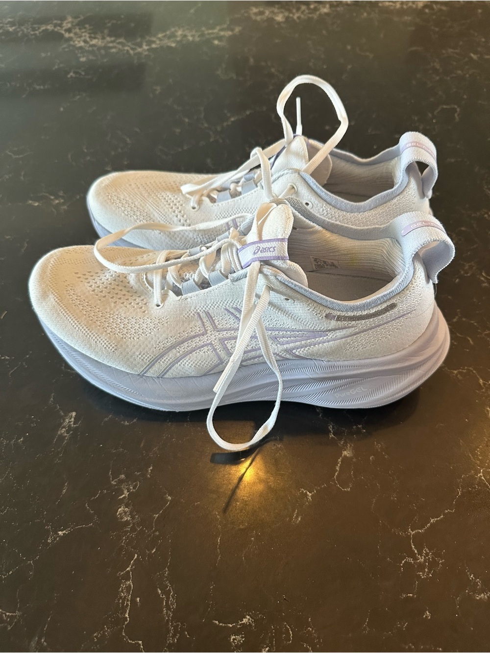 Asics Lace-Up Knit Running Shoes in Pale Lavender